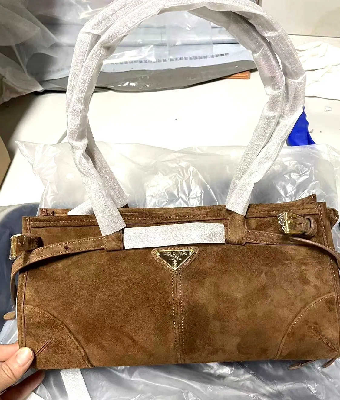 普拉达中号皮革手提包 1BA426 32x15x13cm