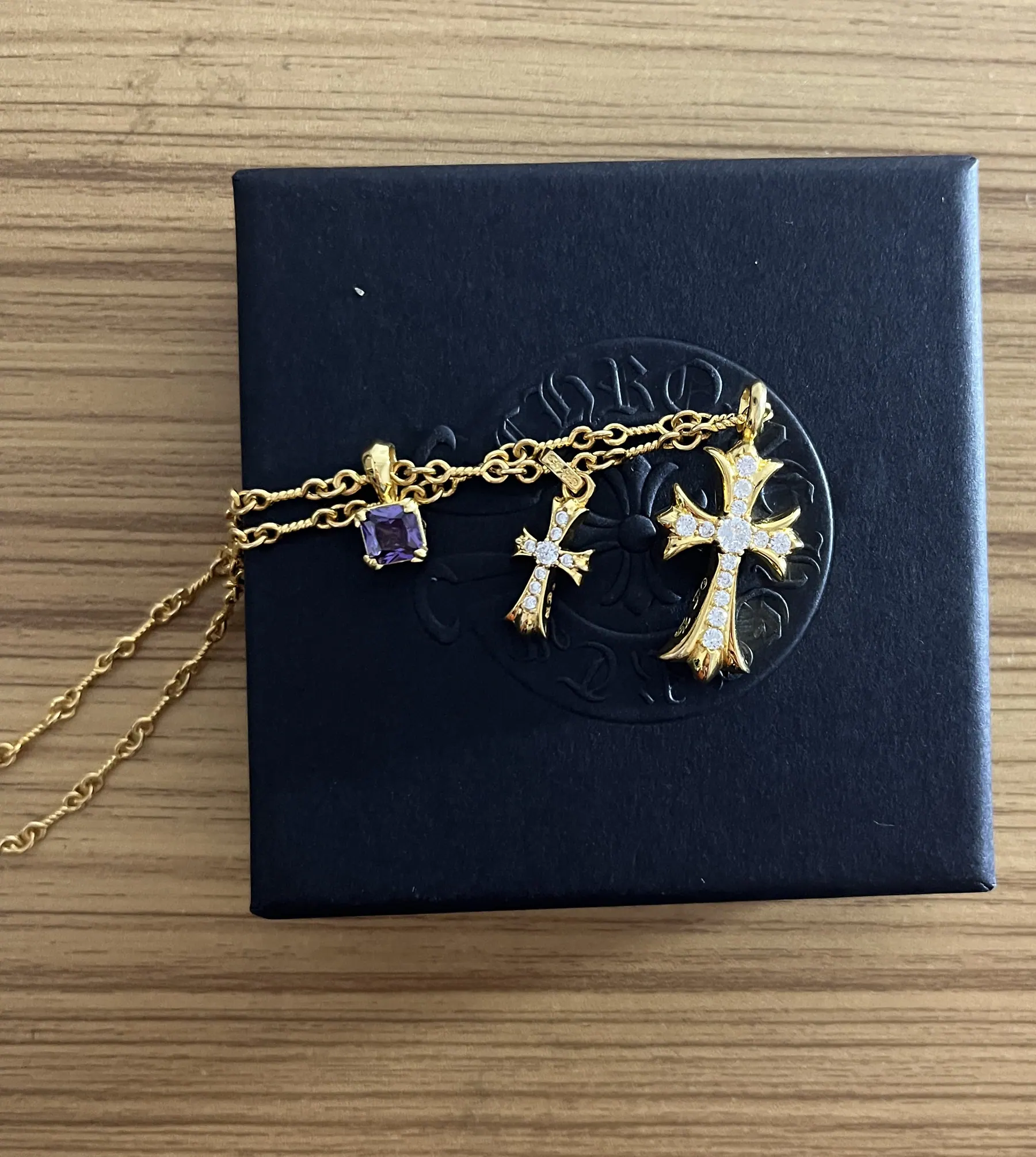 Chrome Hearts 925银十字方形钻石项链 50/55/60cm