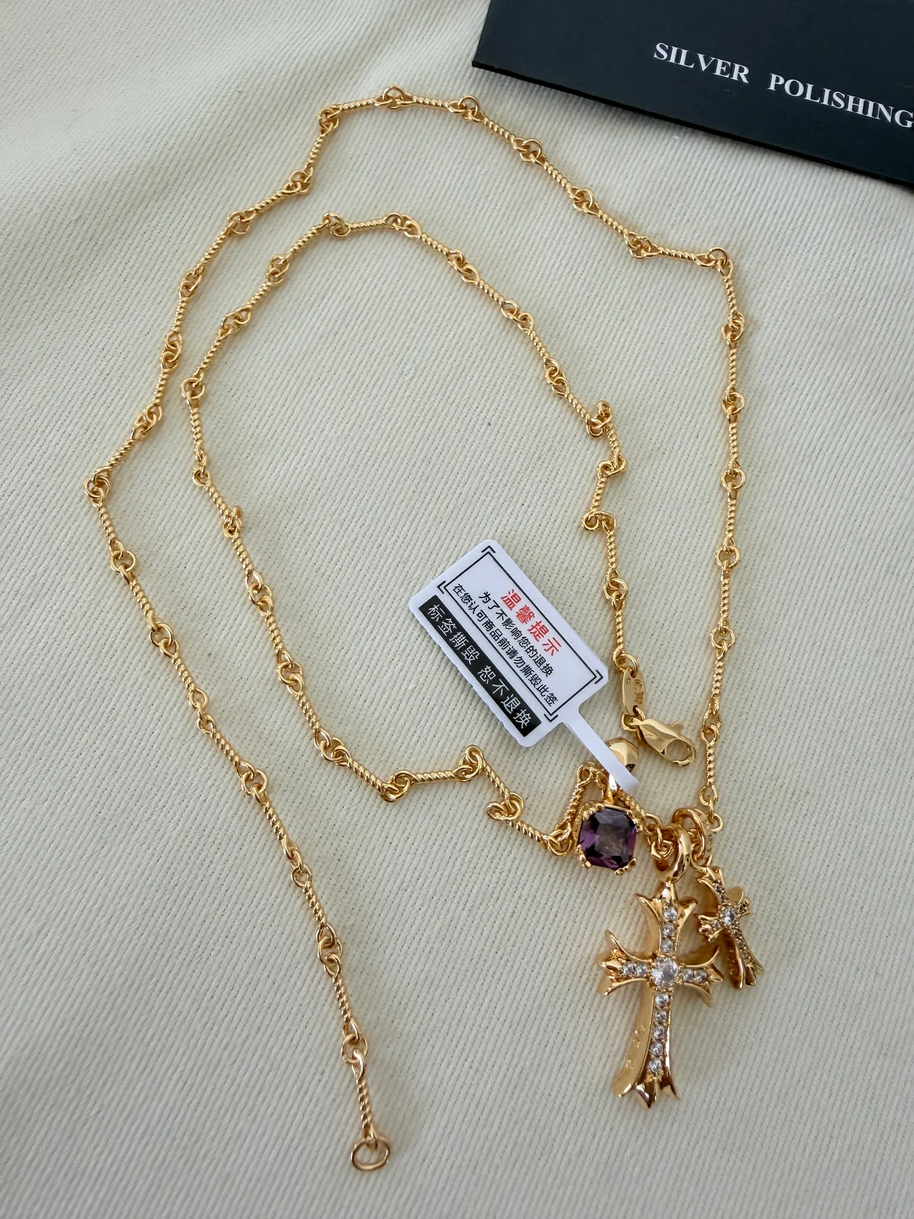 Chrome Hearts 925银十字方形钻石项链 50/55/60cm