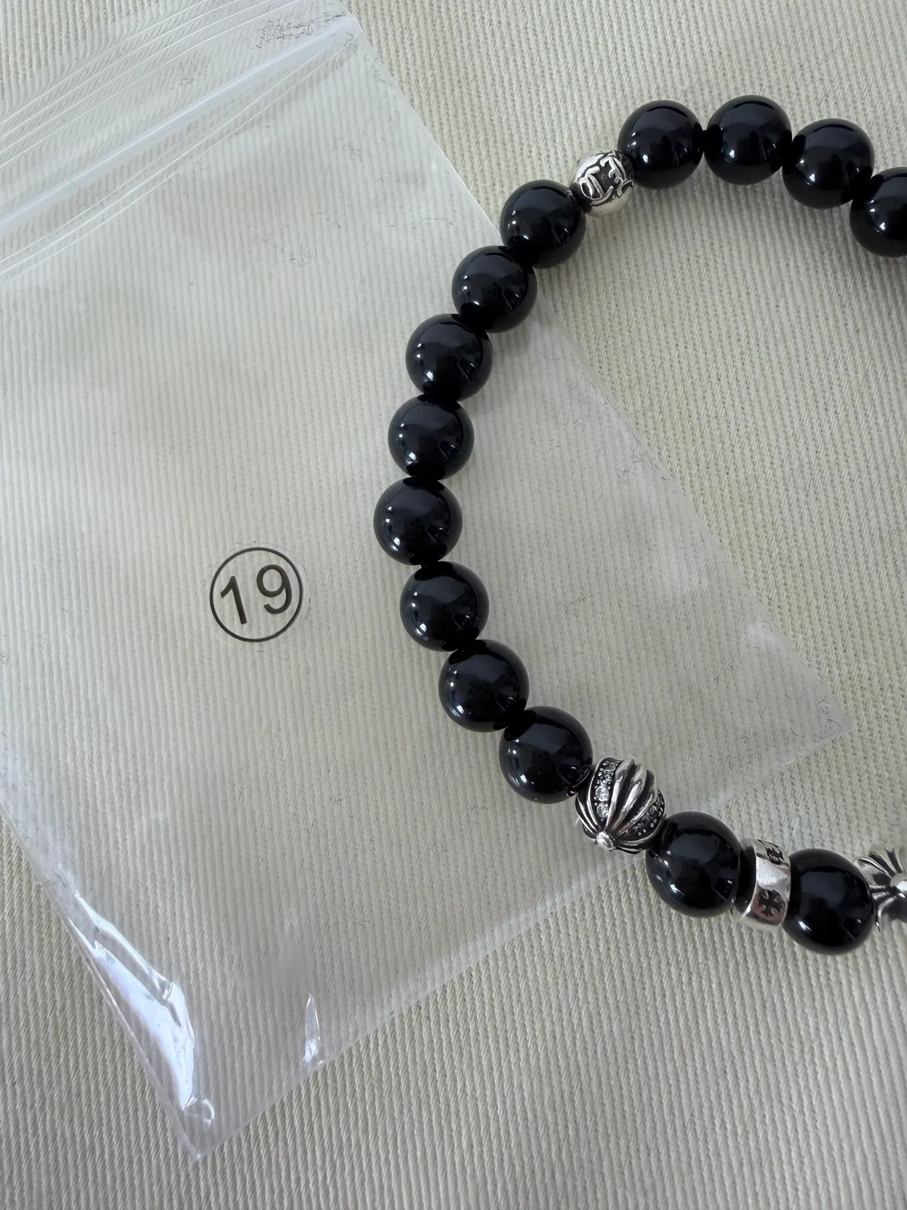 Chrome Hearts 925银黑玛瑙珠手链｜8mm