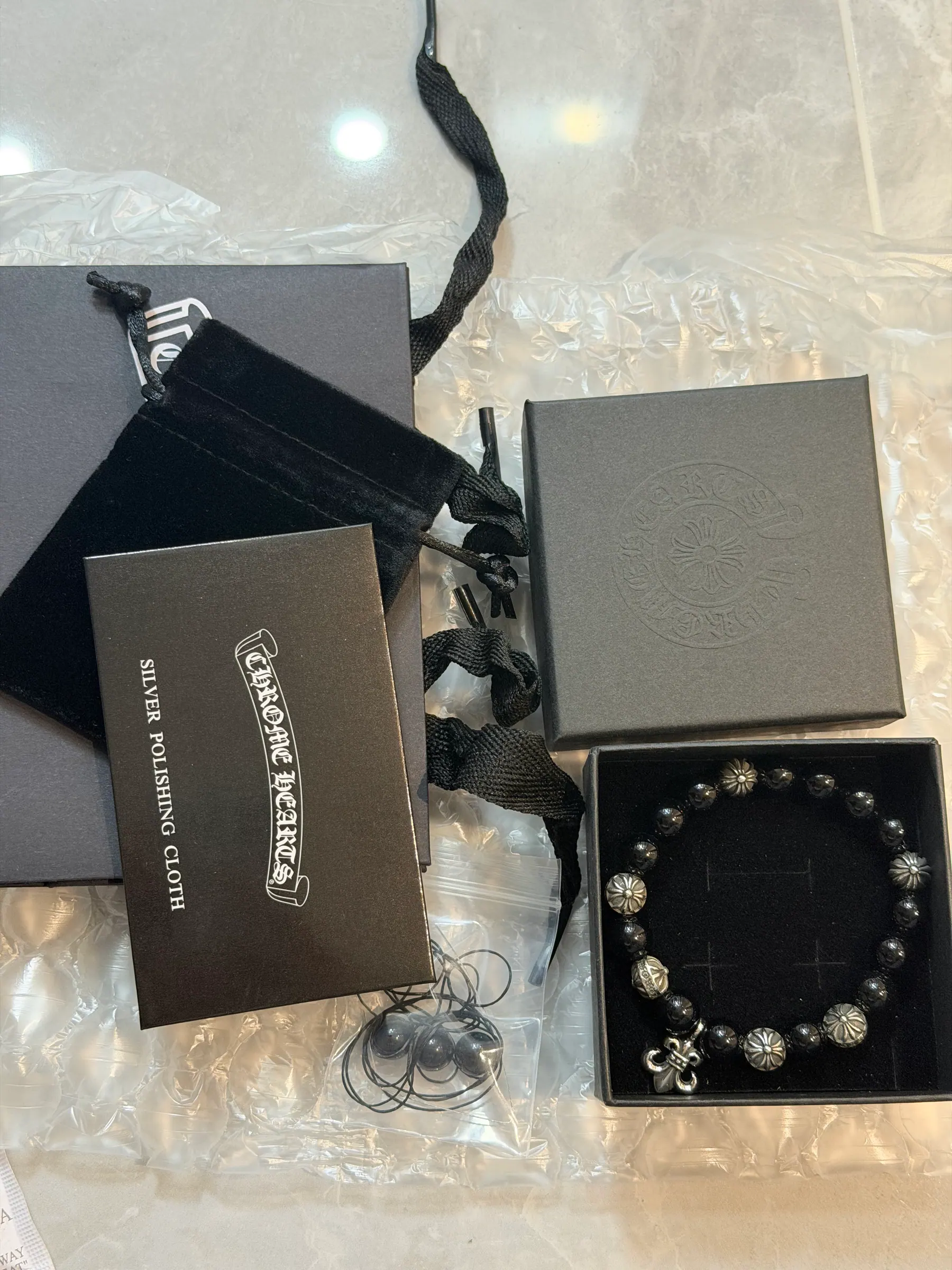 Chrome Hearts 925银黑玛瑙珠手链｜8mm