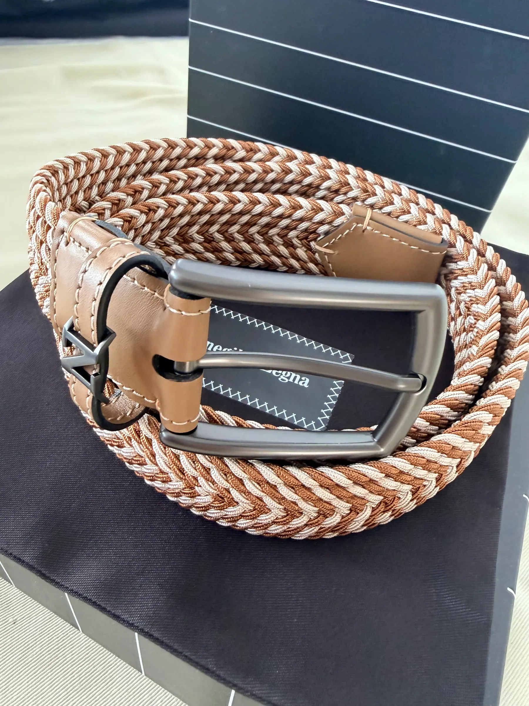 Zegna 标志装饰编织腰带 LHTEDB023UZ