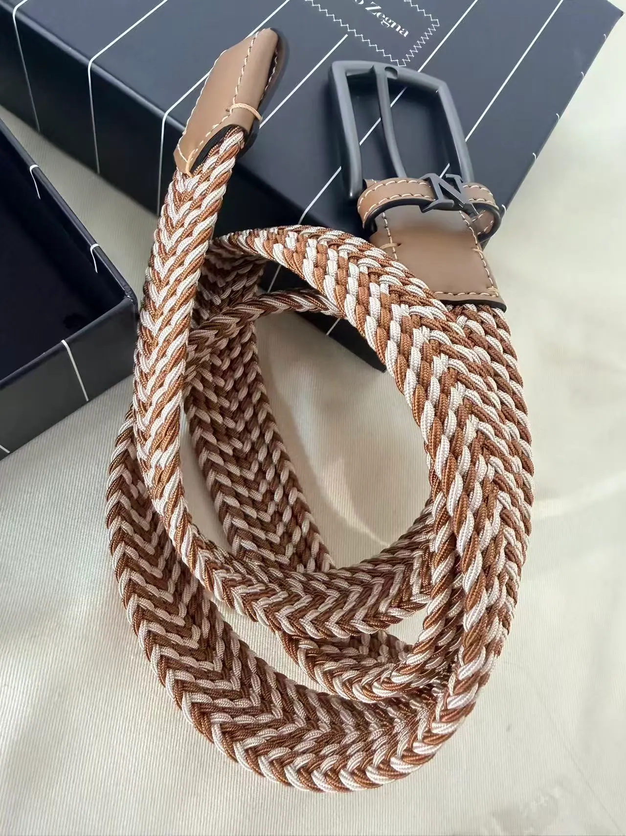 Zegna 标志装饰编织腰带 LHTEDB023UZ
