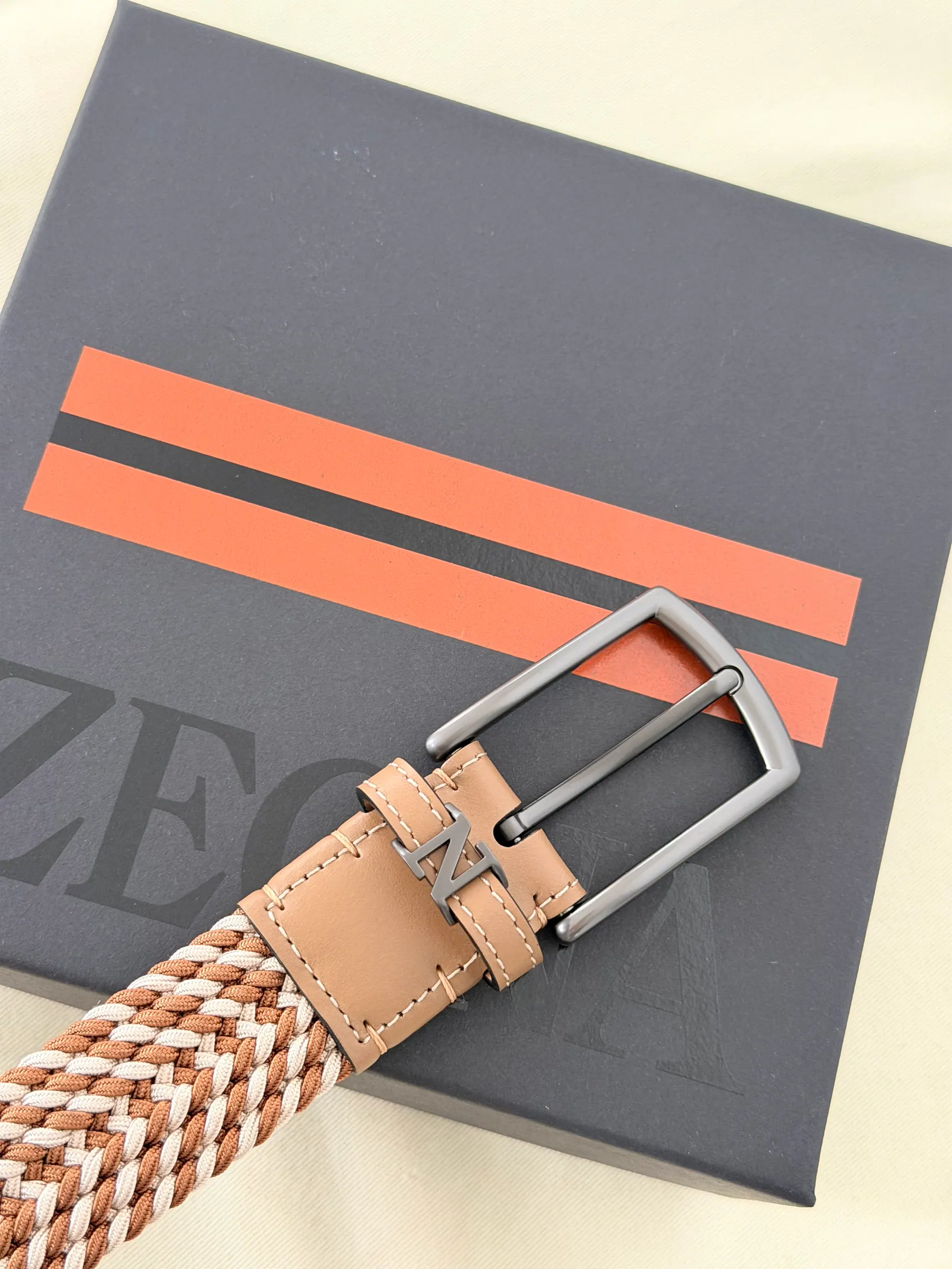 Zegna 标志装饰编织腰带 LHTEDB023UZ