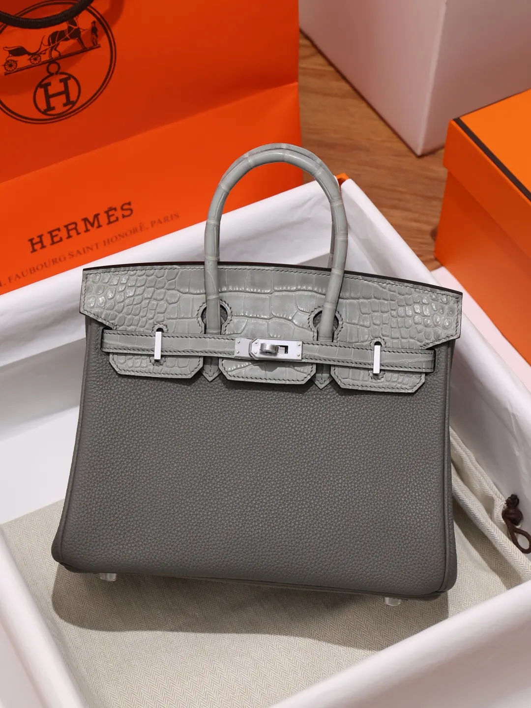M9 Hermès Birkin 25 铂金包25 托戈+鳄鱼皮