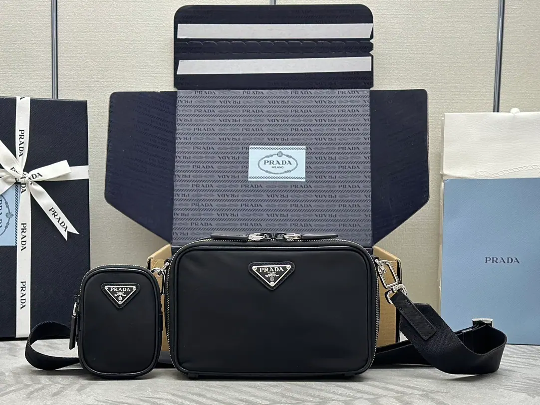 Prada Brique 再生尼龙和 Saffiano 皮革手袋 2VH070 19x12.5x5.5cm