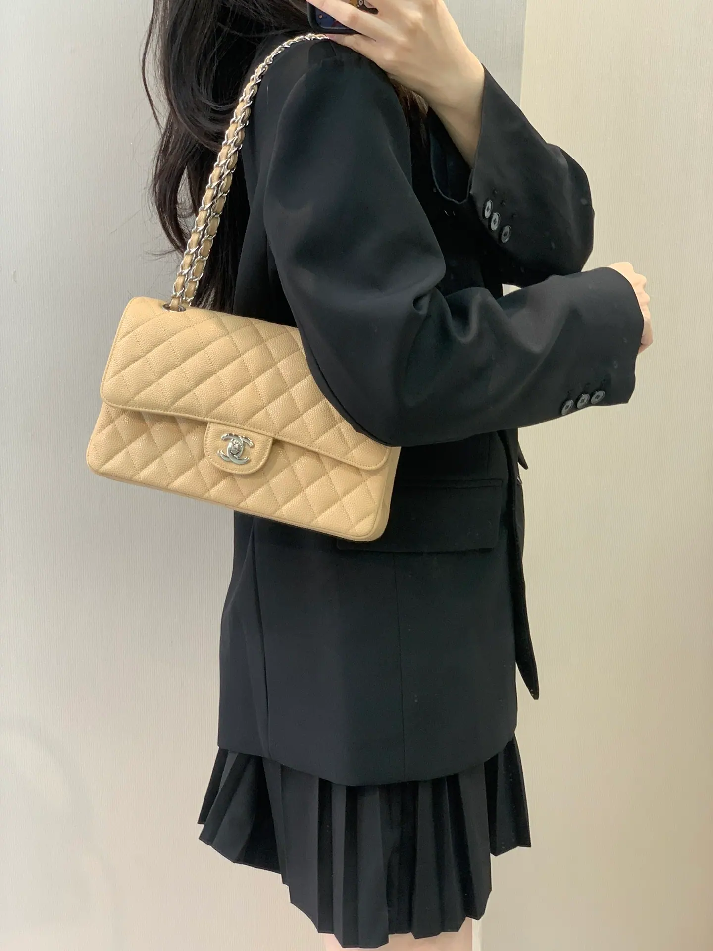 ƆC Classic Caviar Flap Bag Medium 25cm 112