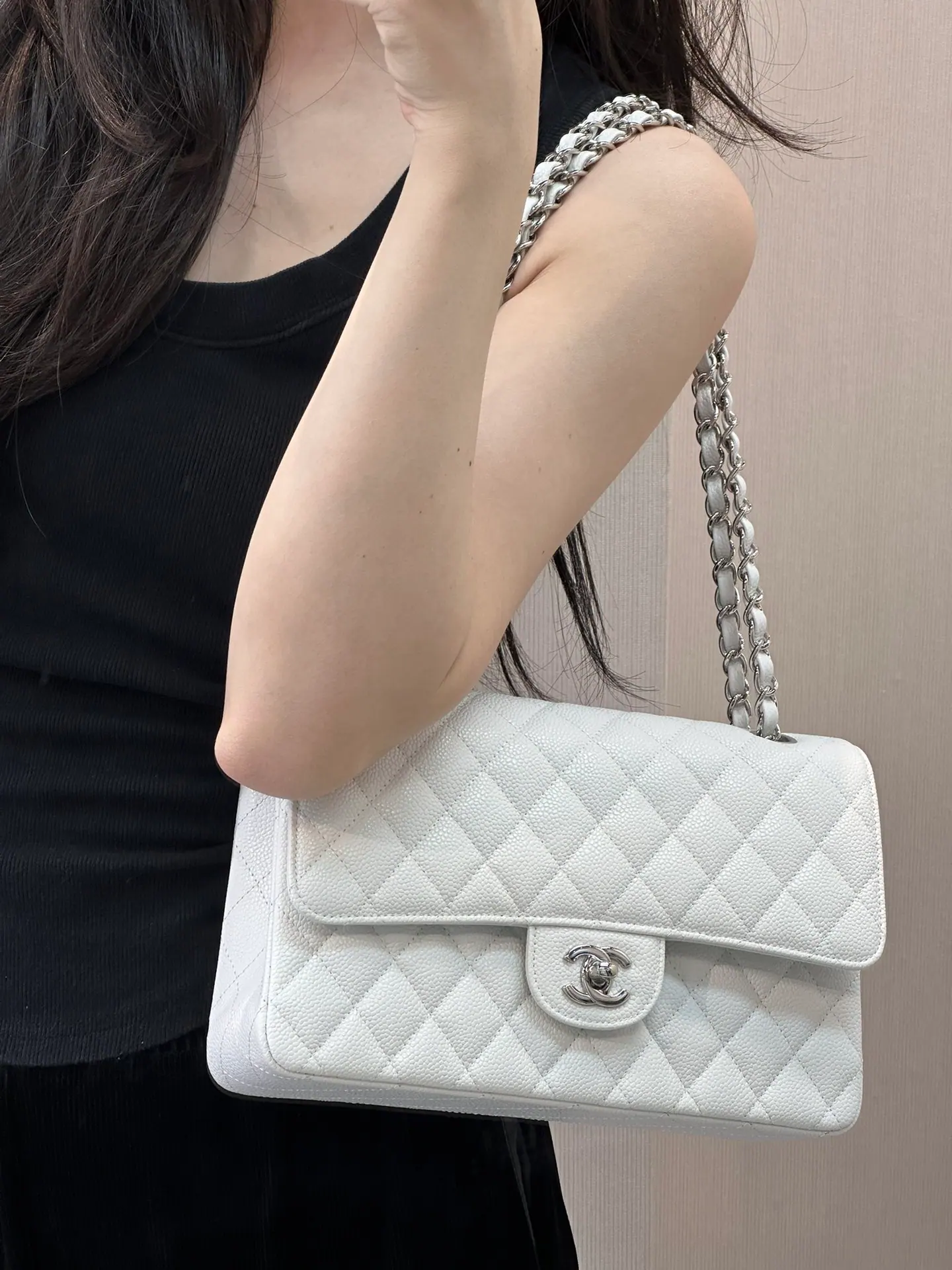 ƆC Classic Caviar Flap Bag Medium 25cm 112
