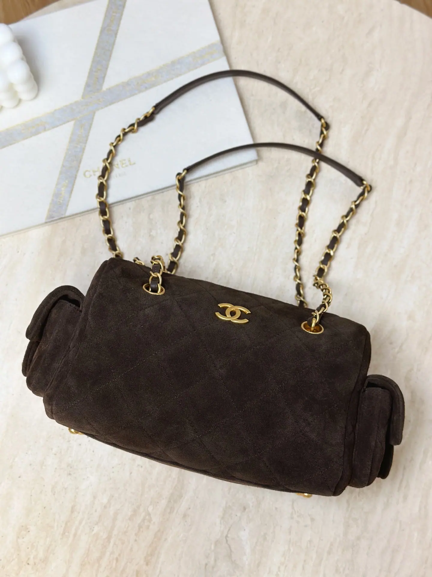 ƆC 25FW 保龄球包 小号 链条双口袋 小牛皮 AS5792 15.5*24*11.5cm