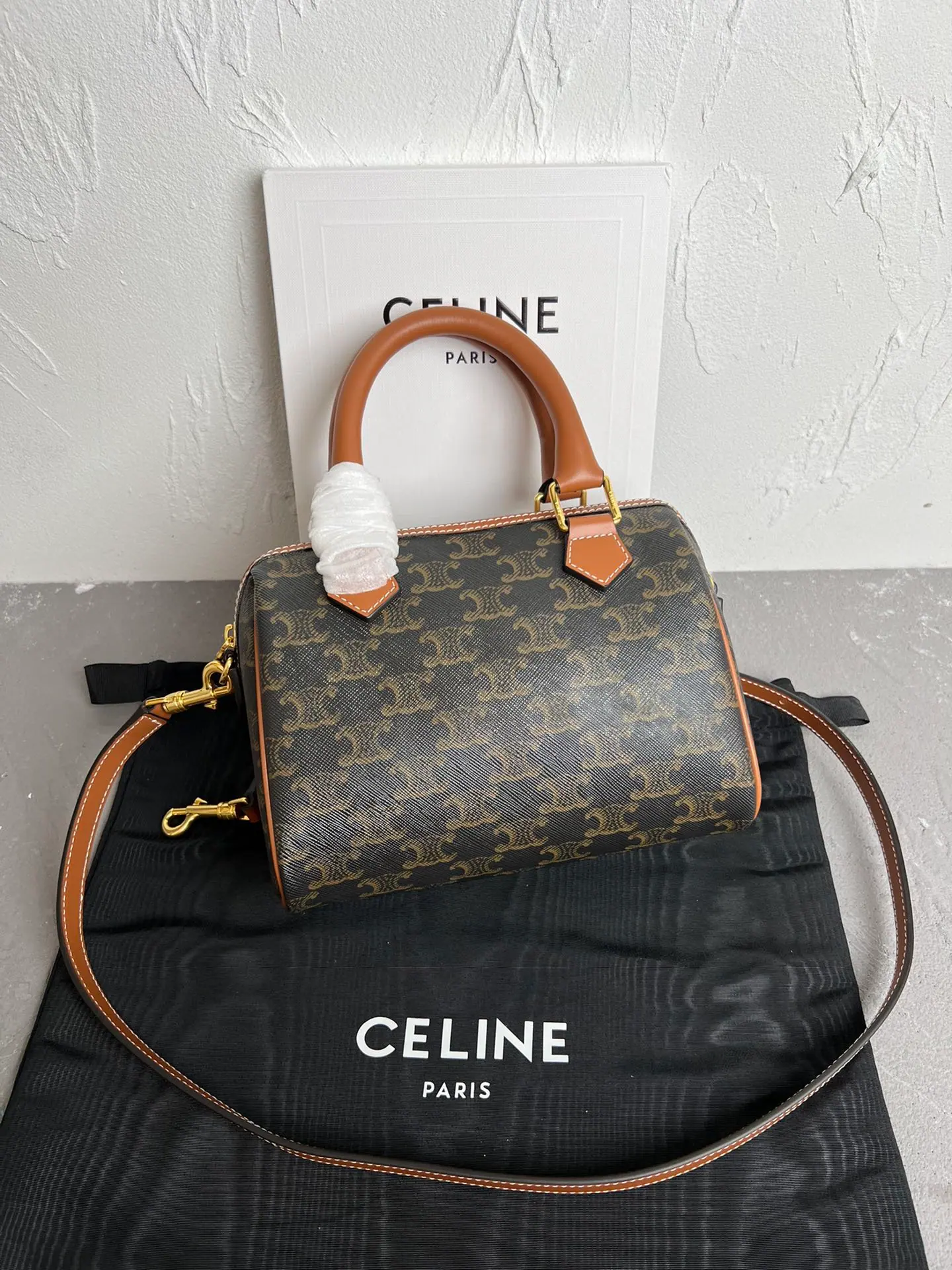 CELINE 小号Logo印花小牛皮波士顿包 19.5 X 14 X 7