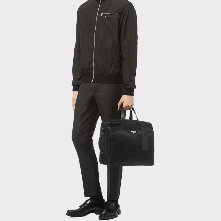 Prada Re-Nylon Saffiano 皮革公文包 2VE015 40x31x11cm