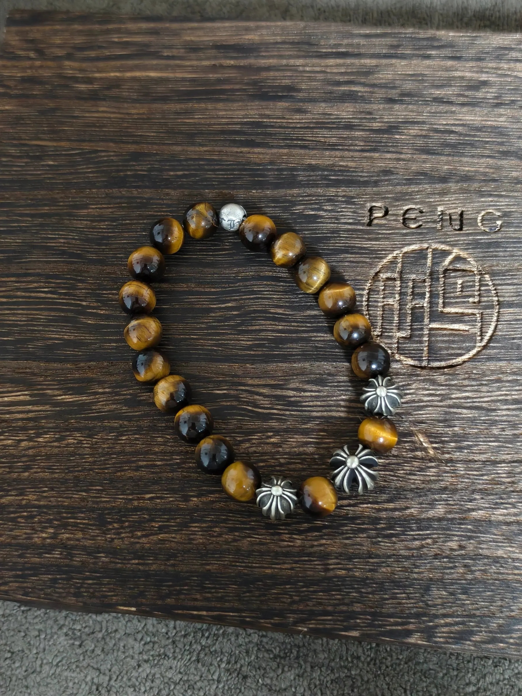 Chrome Hearts 925银黄虎眼石手链|8mm