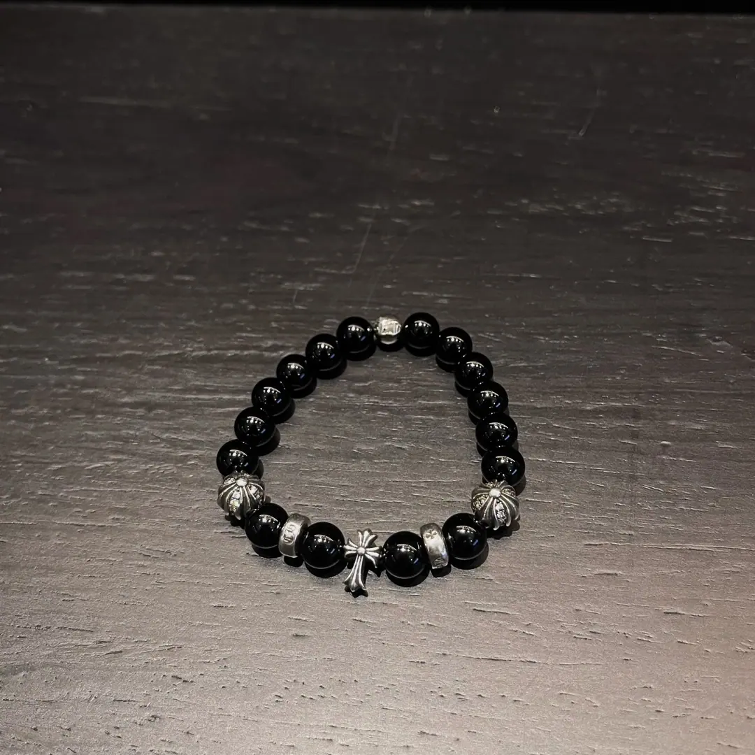 Chrome Hearts 925银黑玛瑙珠手链|8mm