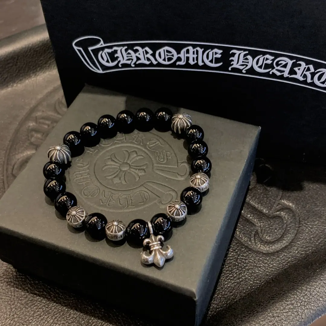Chrome Hearts 925银黑玛瑙珠手链|8mm