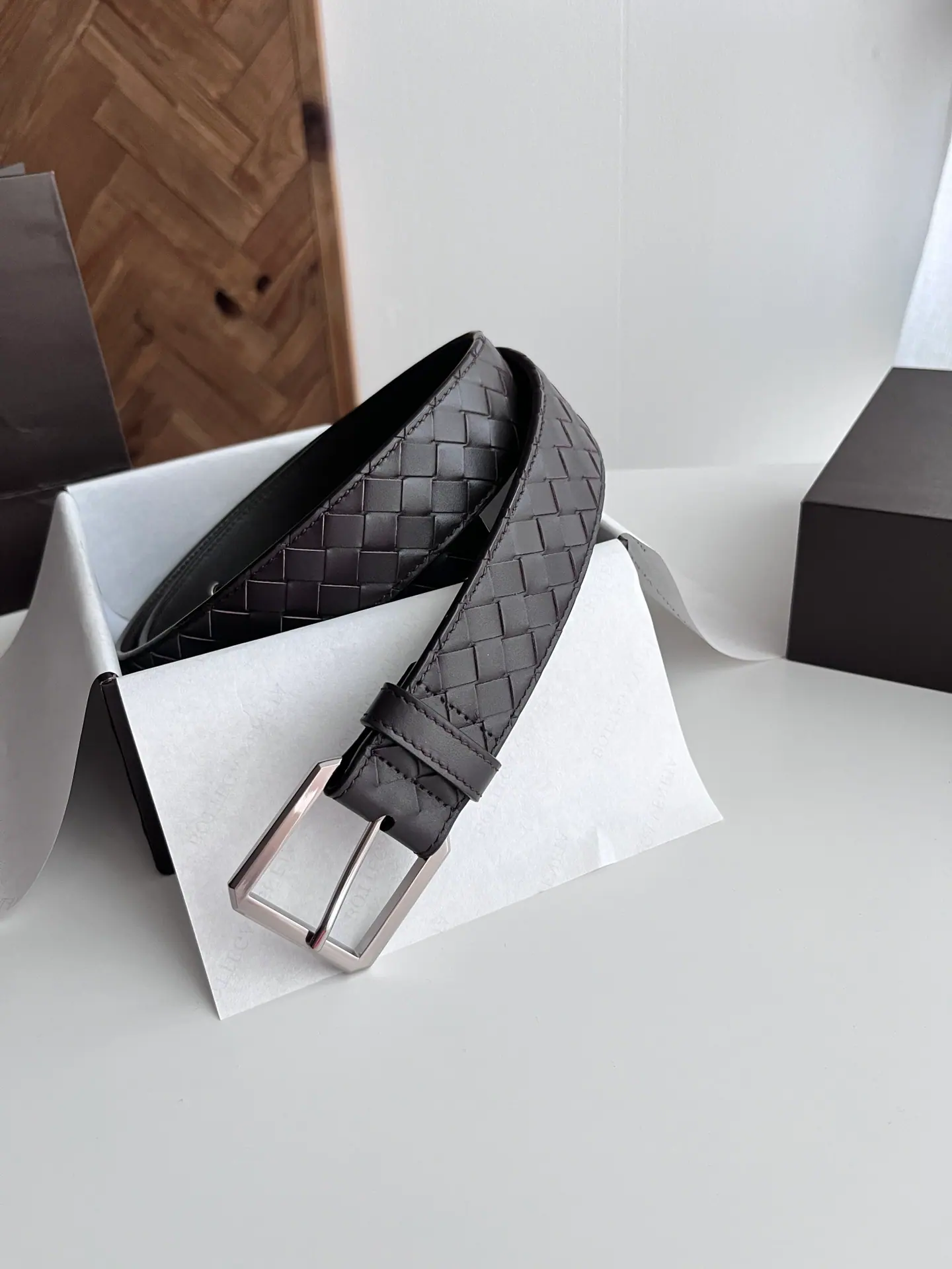 葆蝶家 Intreccio 编织皮革腰带 35mm