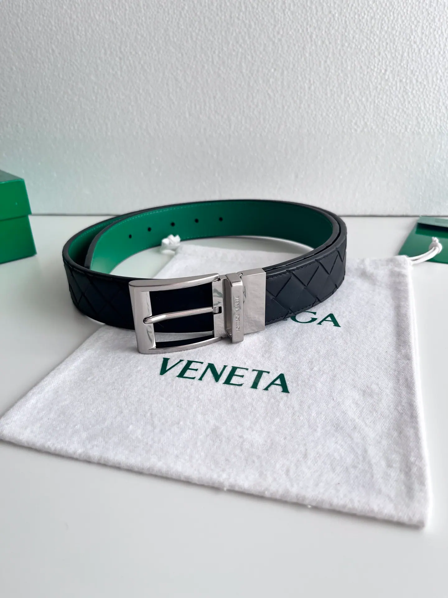 Bottega Veneta Intreccio 编织皮革腰带35mm