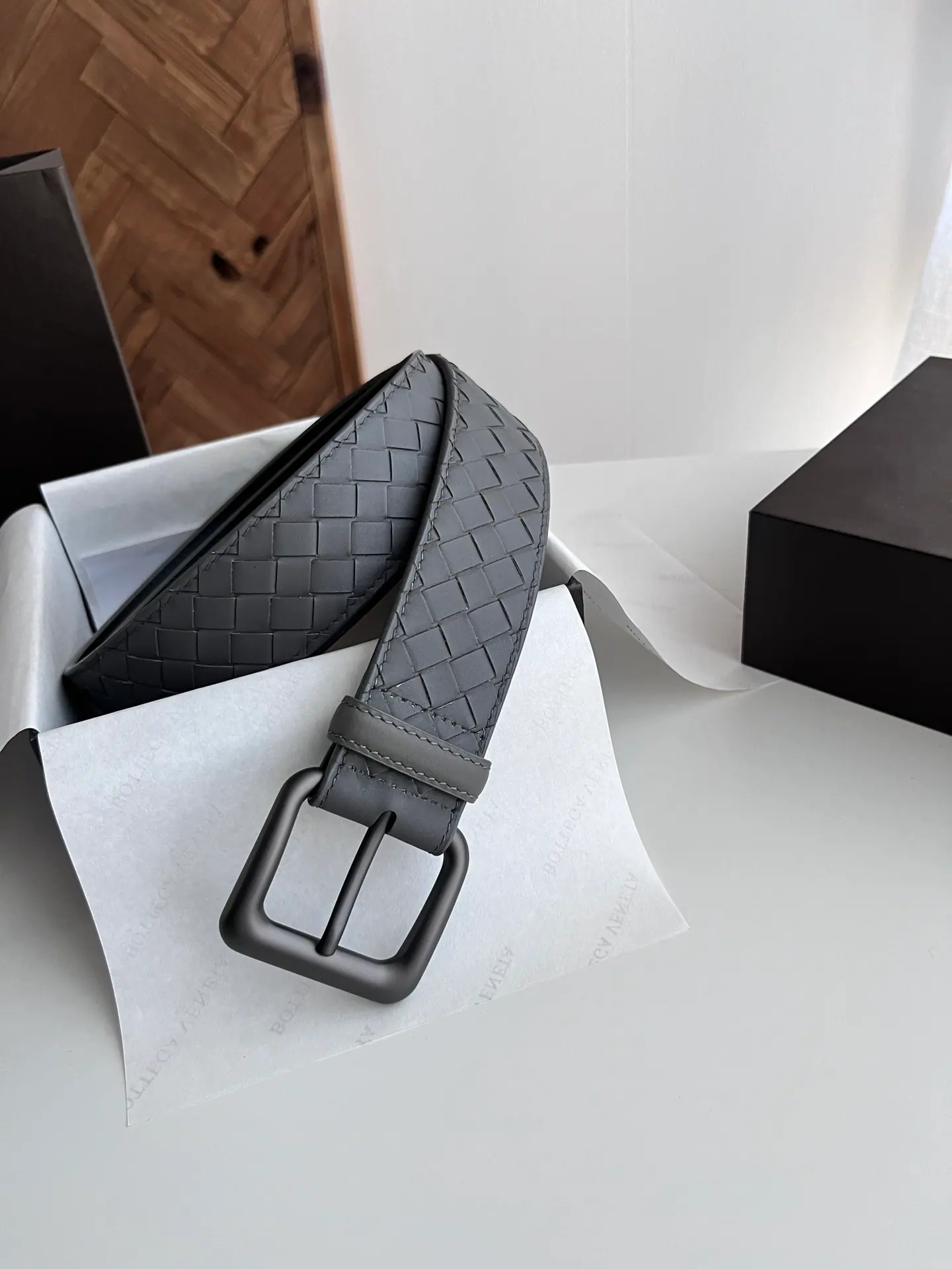 Bottega Veneta Intreccio 编织皮革腰带40mm