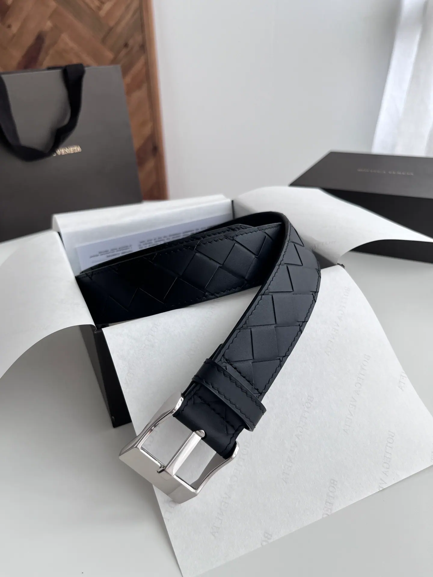 Bottega Veneta Intreccio 编织皮革腰带 35mm