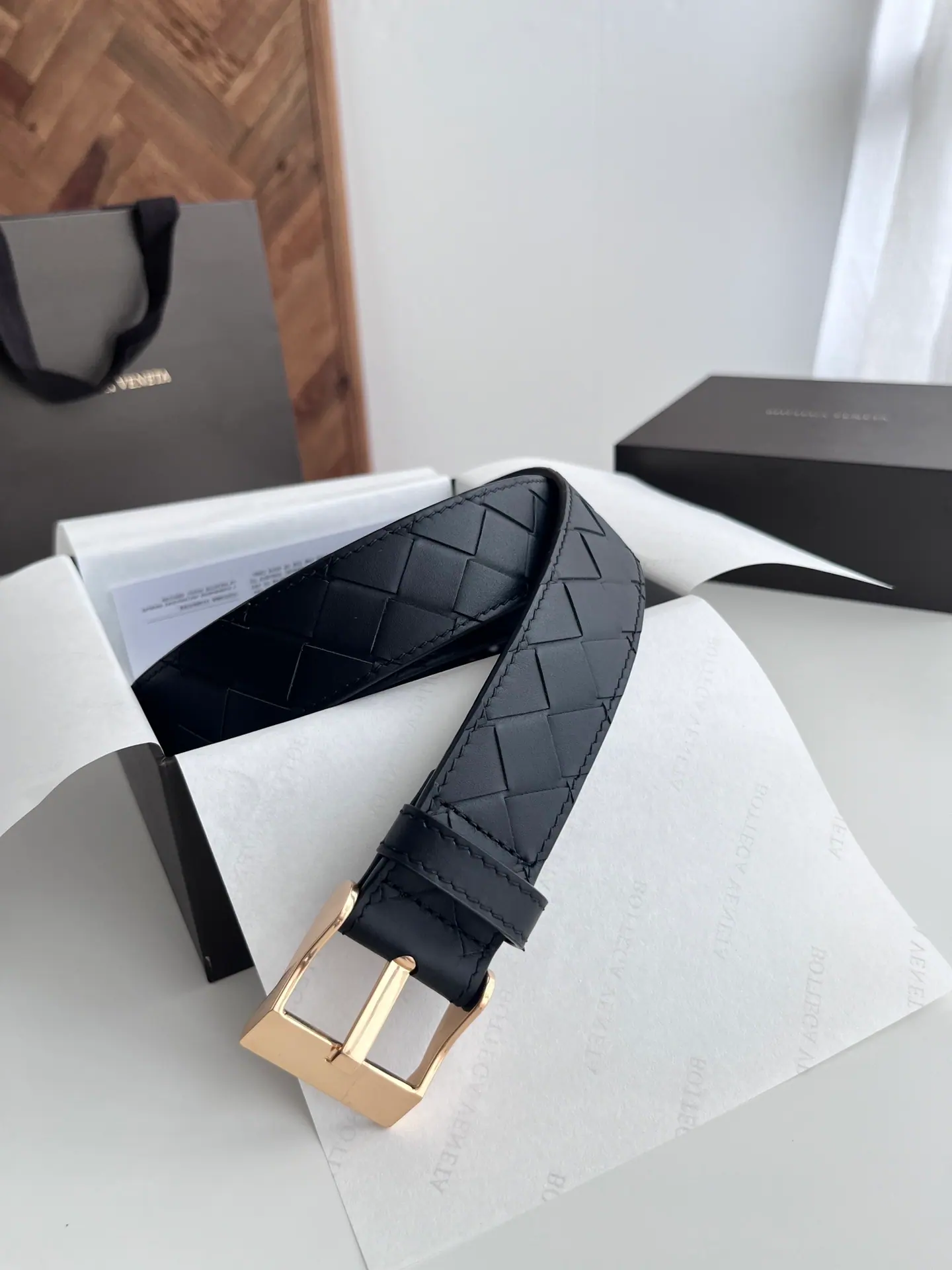 Bottega Veneta Intreccio 编织皮革腰带 35mm