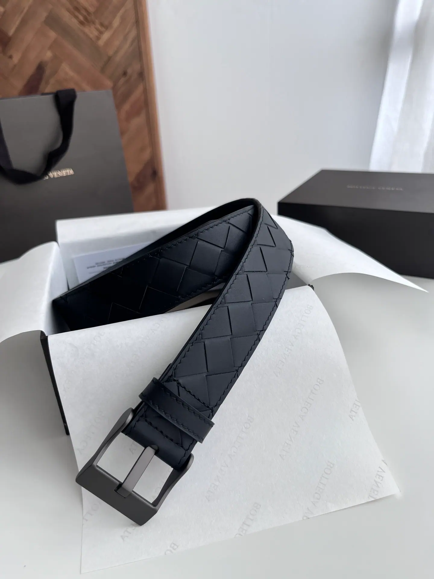 Bottega Veneta Intreccio 编织皮革腰带 35mm