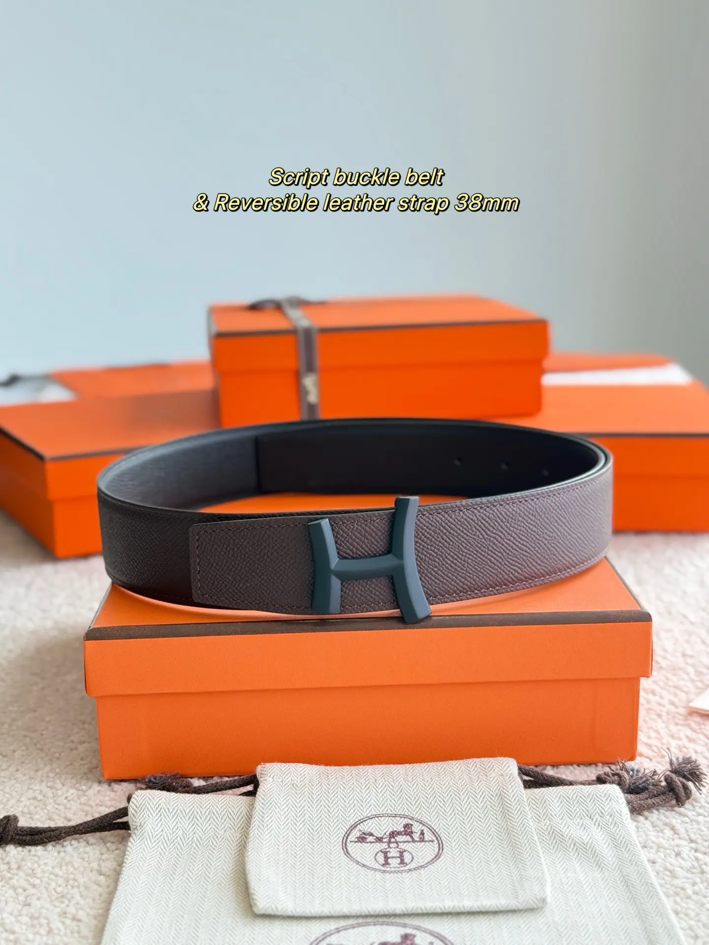 Hermes-拉丝处理的佛马布拉斯腰带 38mm