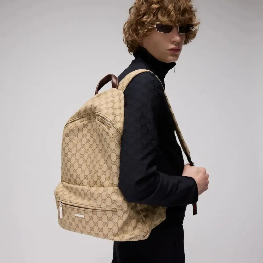古驰 GG Monogram Web 条纹背包 875226 45X34cm