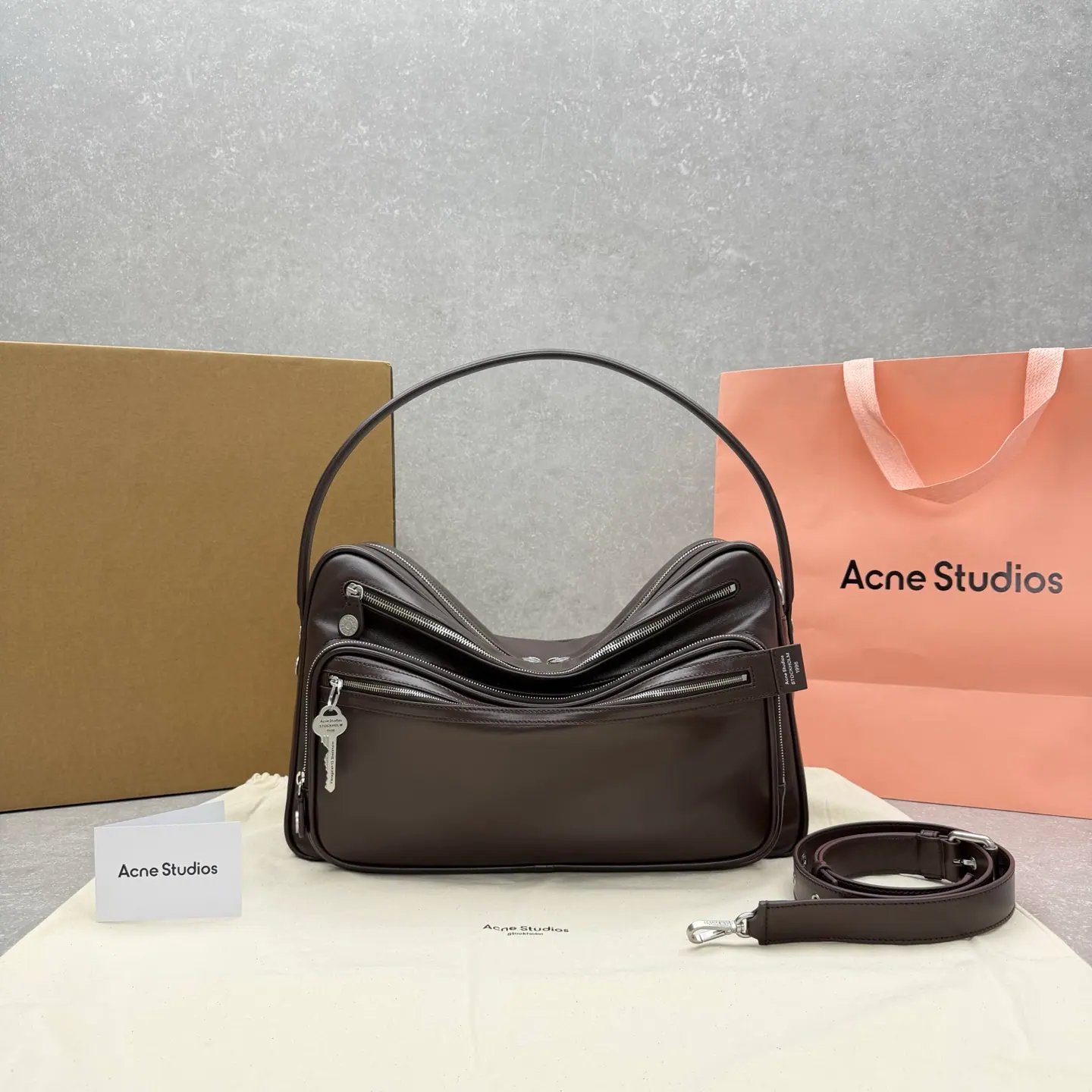Acne Studios 棕色相机单肩包 45×12×26cm